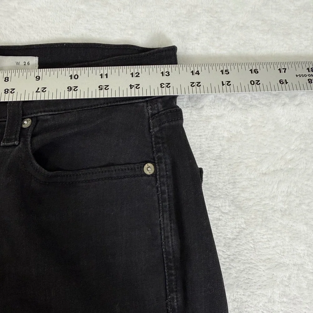 AYR Women Black High Rise Skinny Jeans‎ Raw Hem Made in USA W26 L30 Solid Wash